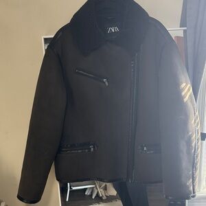 Zara Shearling Bomber Jacket